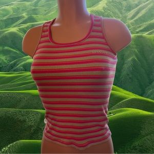 Y2K Striped Red, Orange, and Grey DKNY Tank Top💓🌹💖